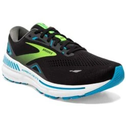 BROOKS Adrenaline GTS 23 Wide 2E Mens Running Shoes Black/Hawaiian Ocean/Green