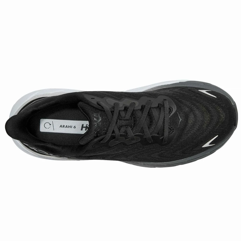 Hoka Arahi 6 Wide 2E Mens Running Shoes Black/White 4 Hoka Arahi 6 Wide 2E Mens Running Shoes Black/White - Image 4