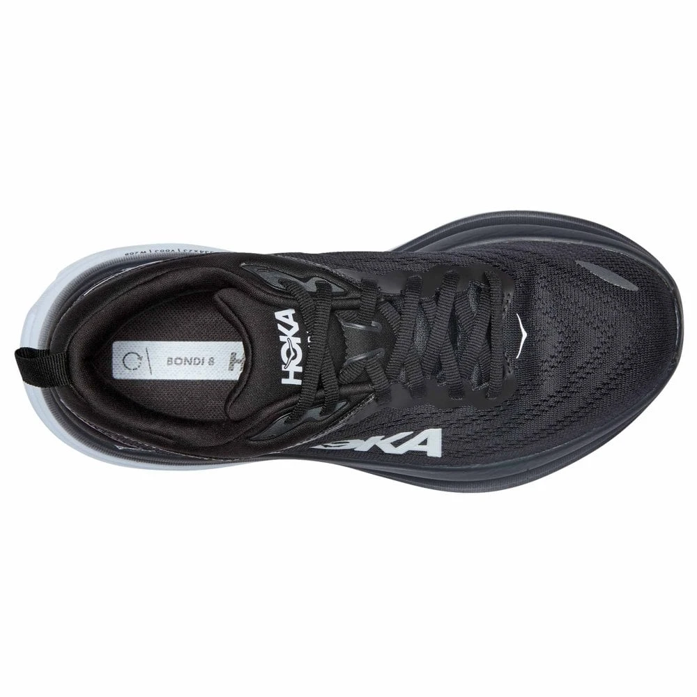 Hoka Bondi 8 Wide 2E Mens Running Shoes Black/White 3 Hoka Bondi 8 Wide 2E Mens Running Shoes Black/White - Image 3