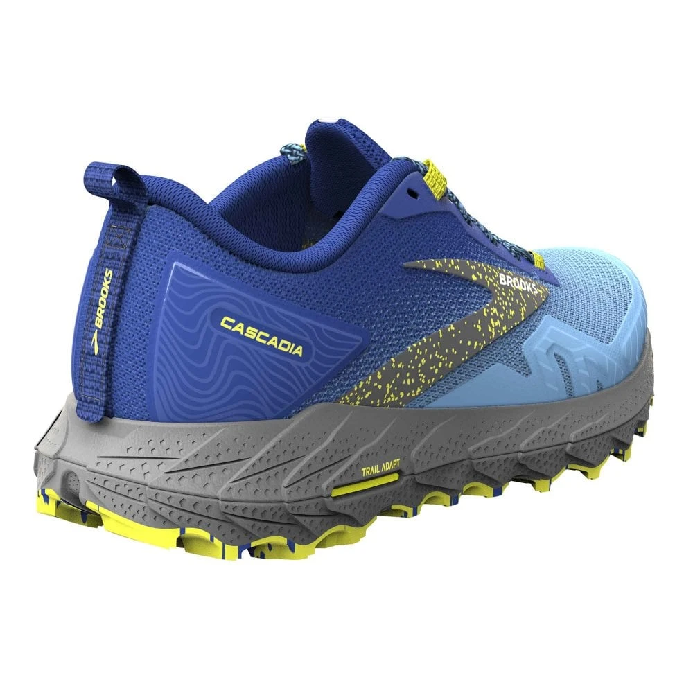 BROOKS Cascadia 17 Mens Trail Running Shoes Blue/Surf The Web/Sulphur 2 BROOKS Cascadia 17 Mens Trail Running Shoes Blue/Surf The Web/Sulphur - Image 2