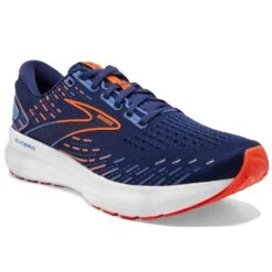 BROOKS Glycerin 20 Wide 2E Mens Running Shoes Blue Depths/Palace Blue/Orange