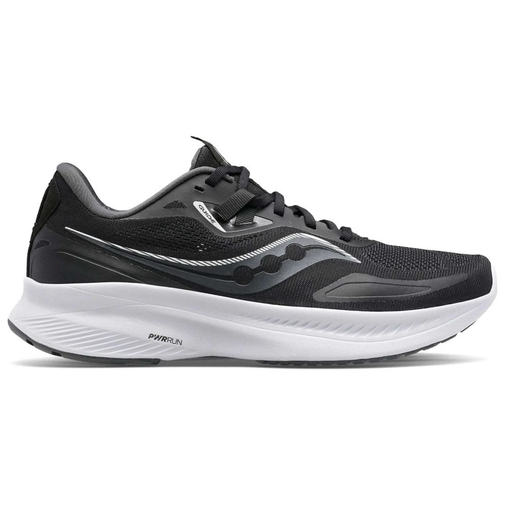 Saucony Guide 15 Wide Mens Support Running Shoes Black/White 1 Saucony Guide 15 Wide Mens Support Running Shoes Black/White