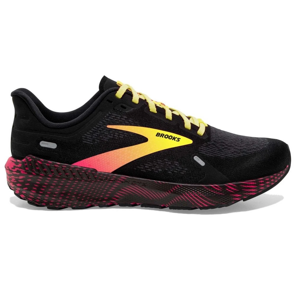 BROOKS Launch GTS 9 Mens Running Shoes Black/Pink/Yellow 2 BROOKS Launch GTS 9 Mens Running Shoes Black/Pink/Yellow - Image 2